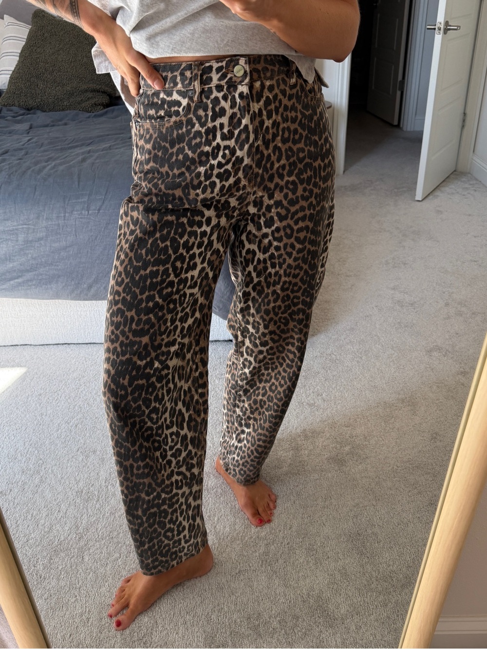 Ganni Leopard Denim Stary Jeans size 28